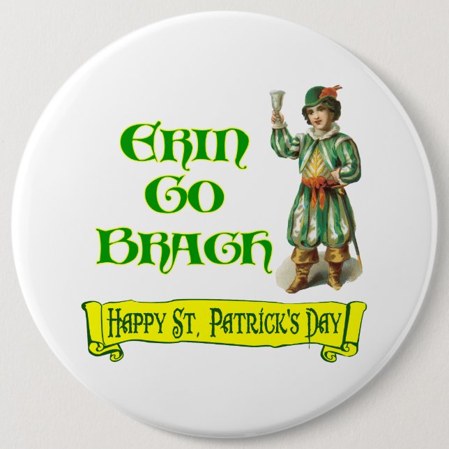 Erin Go Braugh Happy St. Patrick's Day Sprichwort Button (Vorderseite)