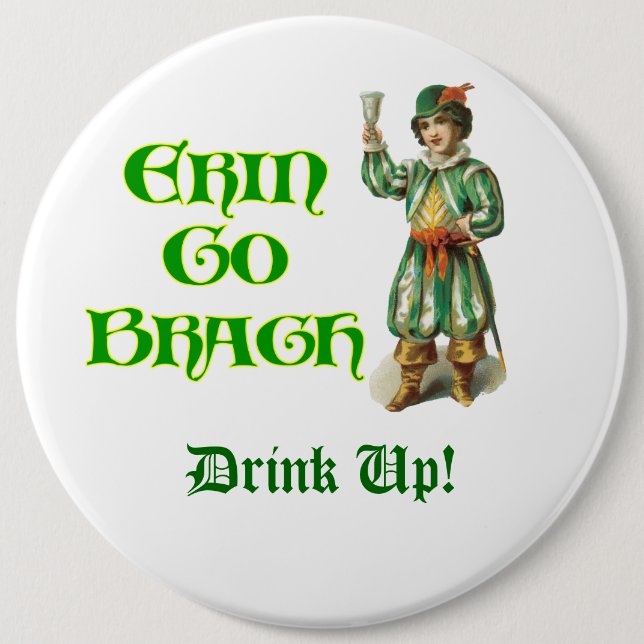 Erin Go Braugh Personalizeable Irish Sprichwort Button (Vorderseite)