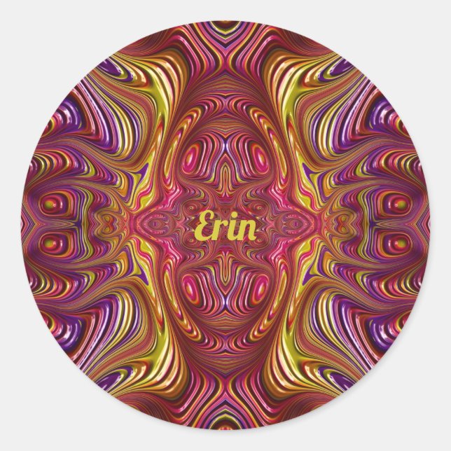 ERIN ~ mehrfarbiges Fraktal Design ~ Runder Aufkleber (Vorderseite)