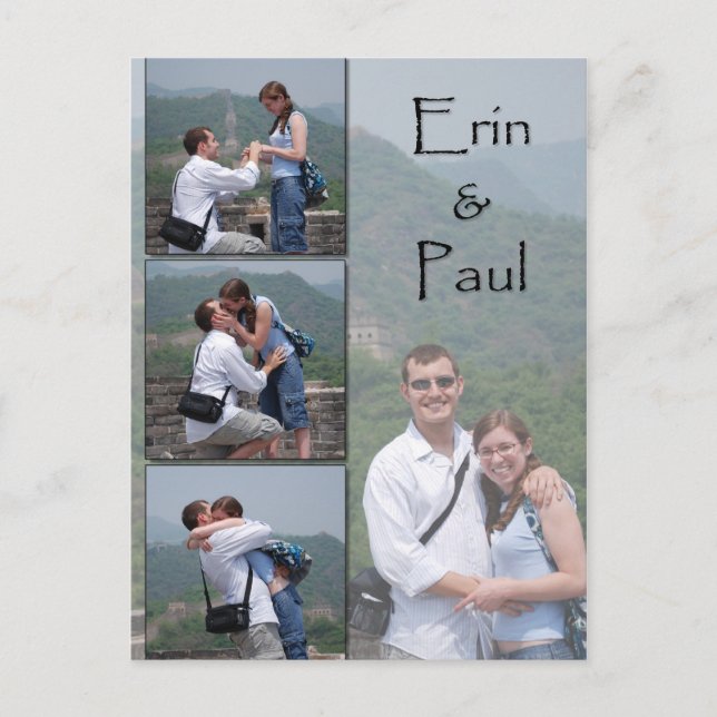 Erin & Paul - Save the Date Postcard Ankündigungspostkarte (Vorderseite)