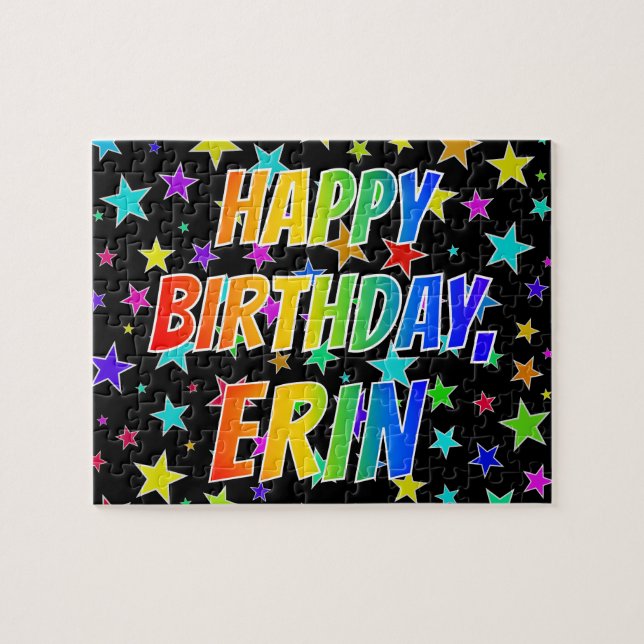 "ERIN" Vorname, Spaß "GLÜCKLICHER GEBURTSTAG" (Horizontal)