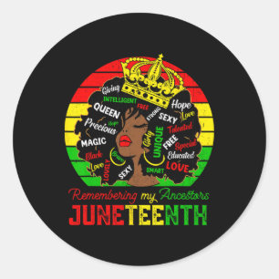 Erinnern an Juneteenth Celebrate Blac Runder Aufkleber