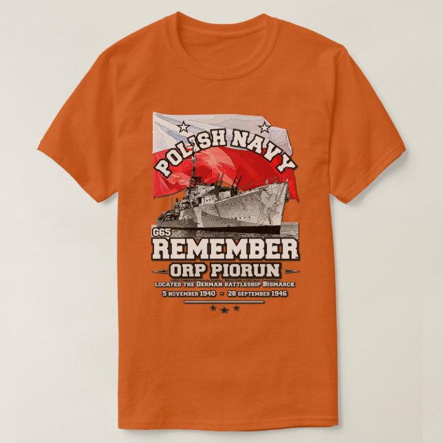 ERINNERN AN ORP Piorun, Polnische Marine in World  T-Shirt (Design vorne)