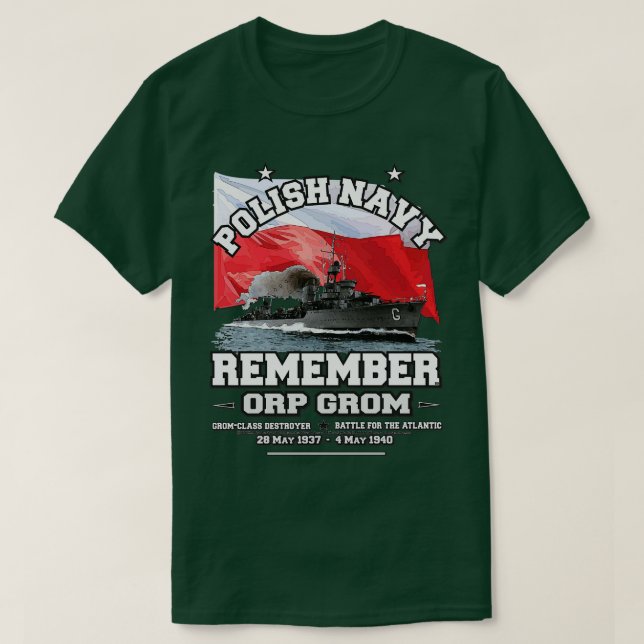 ERINNERN ORP GROM polnische Marine Zerstörer T-Shirt (Design vorne)