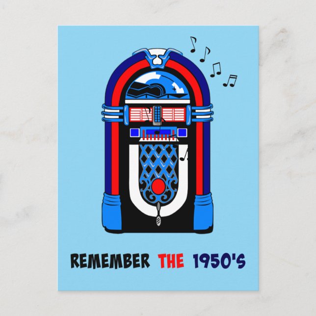 Erinnern Sie sich an die 1950er, Jukebox, Postkarte (Vorderseite)