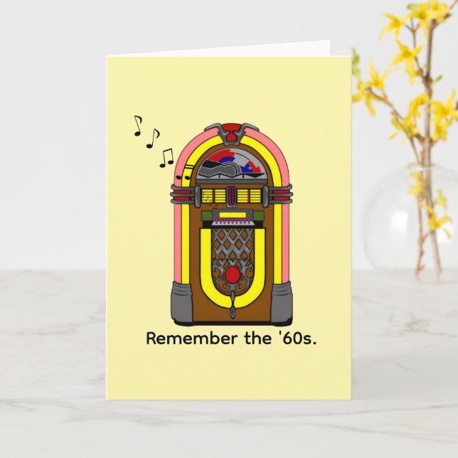 Erinnern Sie sich an die 60er und Jukebox-Musik. Karte (Gelbe Blume)