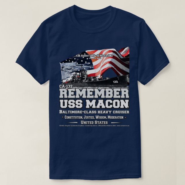 Erinnern Sie sich an die USS Macon CA132 T-Shirt (Design vorne)