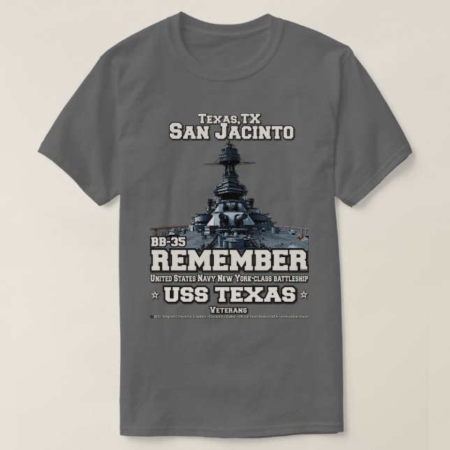 Erinnern Sie sich an die USS Texas B35 T-Shirt (Design vorne)