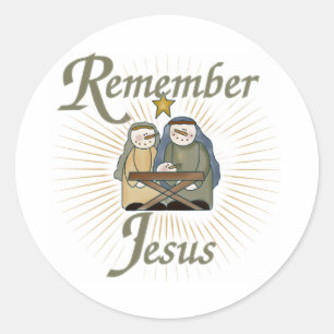 Erinnern Sie sich an Jesus Weihnachten Geburt Runder Aufkleber