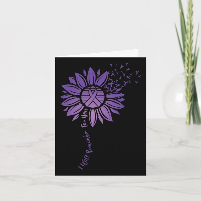 Erinnern Sie sich an Lila Sonnenblume Alzheimerhe Karte (Vorderseite)