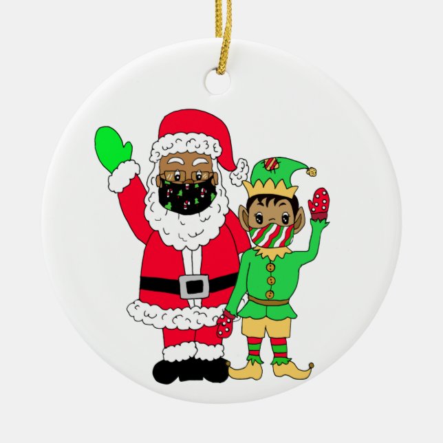 Erinnern Sie sich an Weihnachten 2020 Ethnischer W Keramik Ornament (Vorne)