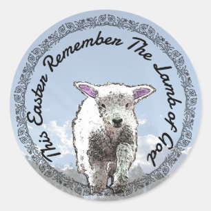 Erinnern Sie sich Lamb Gottes Osterdigitale Kunst  Runder Aufkleber