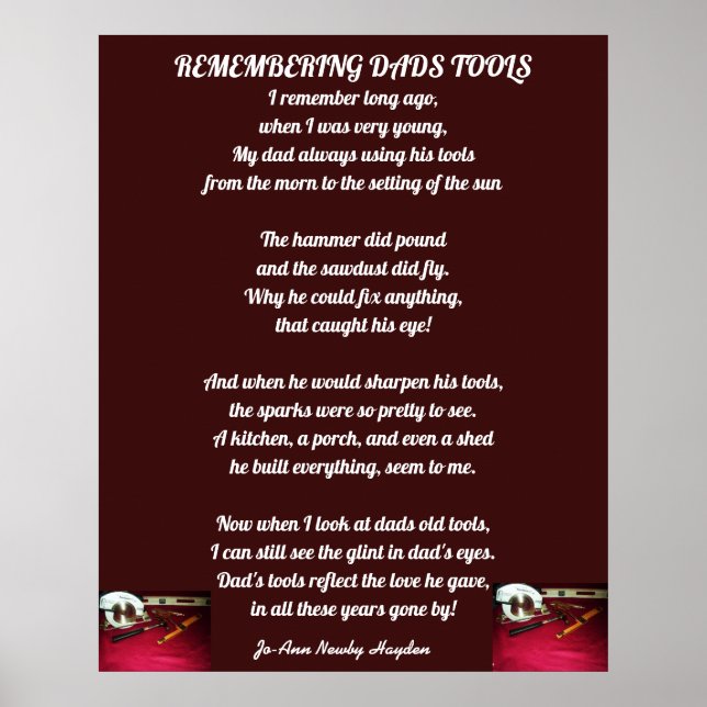 ERINNERN VATER TOOLS POEM Plakat (Vorne)