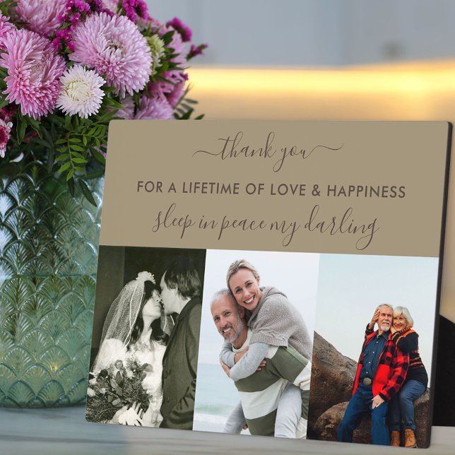 Erinnerung 3 Foto Collage Beige Braun Custom Fotoplatte (Von Creator hochgeladen)