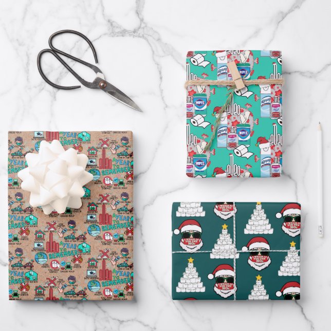 Erinnerung an 2020 Weihnachtsgeschenk für Pandemie Geschenkpapier Set (Vorderseite)