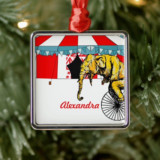 Erinnerung an Circus Elefanten Silbernes Ornament (Baum)