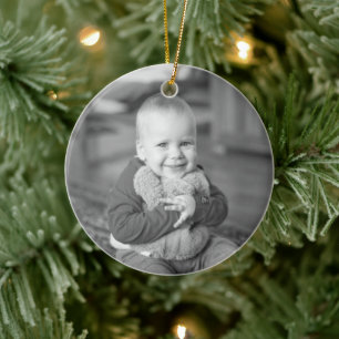 Erinnerung an das erste Weihnachtsfoto mit Grünzeu Keramik Ornament