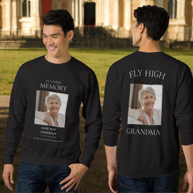 Erinnerung an das liebende Foto der Oma Sweatshirt (modern double sided memorial sweater with two photo , a treasured keepsake )