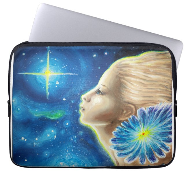Erinnerung an das Mädchen mit blauer Blume Laptopschutzhülle (Vorderseite)