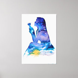 Erinnerung an das Mädchen mit blauer Blume Leinwanddruck