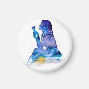 Erinnerung an das Mädchen mit blauer Blume Magnet