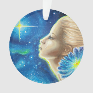 Erinnerung an das Mädchen mit blauer Blume Ornament