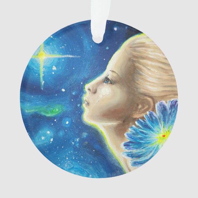Erinnerung an das Mädchen mit blauer Blume Ornament (Vorderseite)