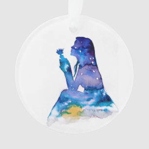 Erinnerung an das Mädchen mit blauer Blume Ornament