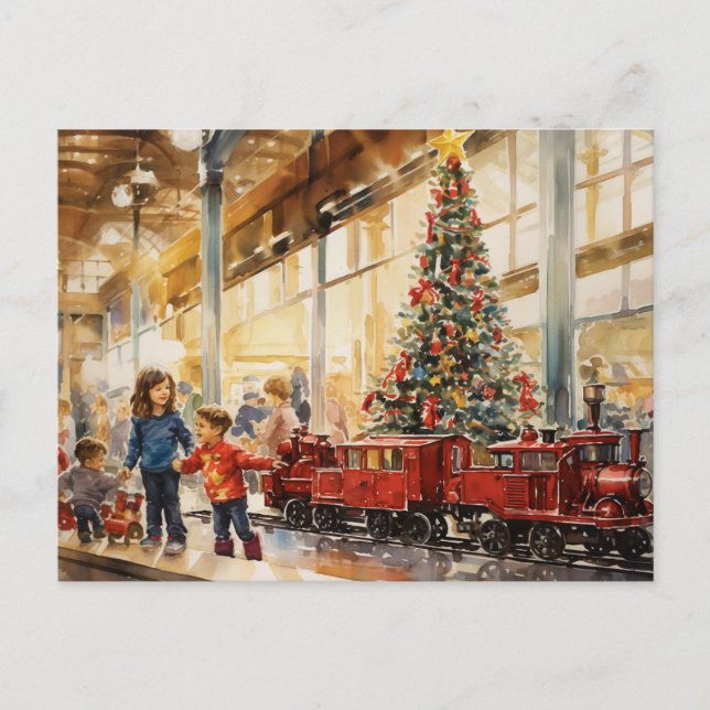 Erinnerung an den Weihnachtszug im Wasserbereich Postkarte (Vorderseite)
