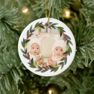 Erinnerung an die erste Weihnachtszeit der Zwillin Keramik Ornament