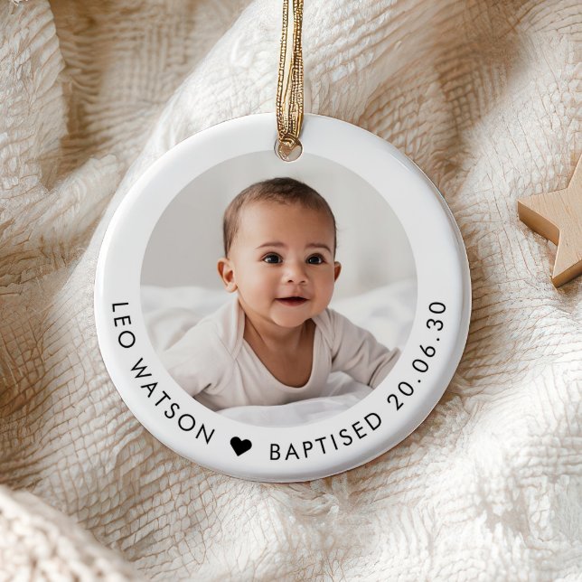 Erinnerung an die Taufe des Babys Keramik Ornament (Zazzle Baby's Baptism Photo Keepsake Ceramic Ornament)