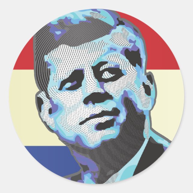 Erinnerung an John F Kennedy Runder Aufkleber (Vorderseite)