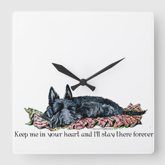 Erinnerung an Scottish Terrier Quadratische Wanduhr (Vorderseite)