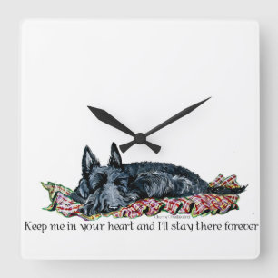 Erinnerung an Scottish Terrier Quadratische Wanduhr