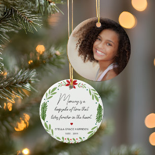 Erinnerung Andenken ist ein grünes Foto Keramik Ornament