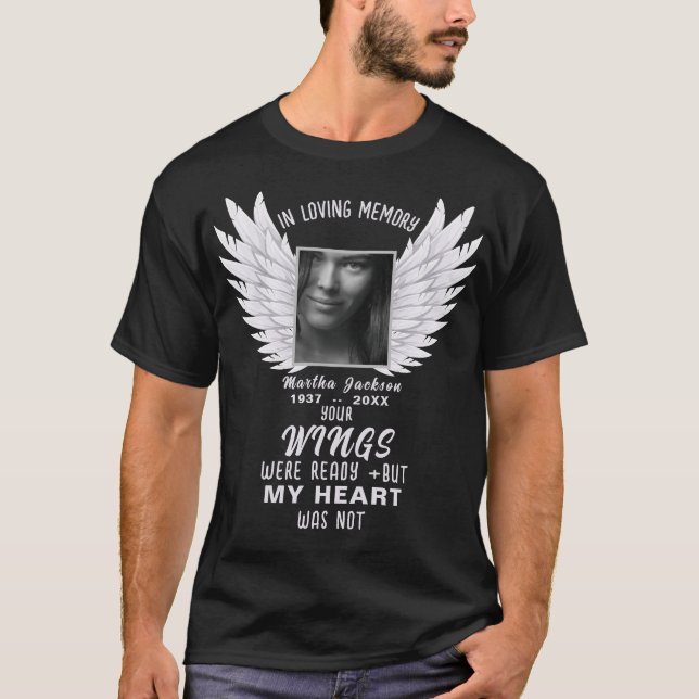 Erinnerung Foto & Angel Wings Memorial T - Shirt (Vorderseite)