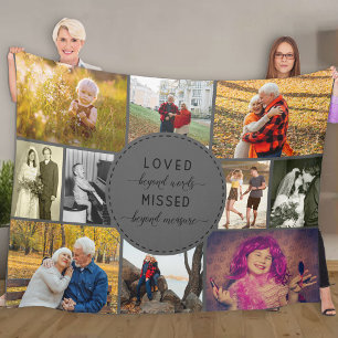 Erinnerung Fotocollage Loved Beyond Words Graue Fleecedecke