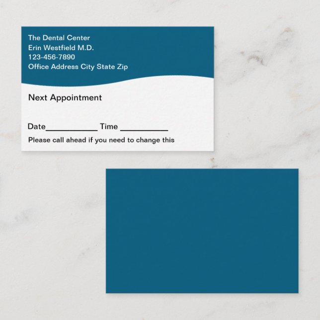 Erinnerung für Zahnarzternennungskarten Visitenkarte (Vorne/Hinten)