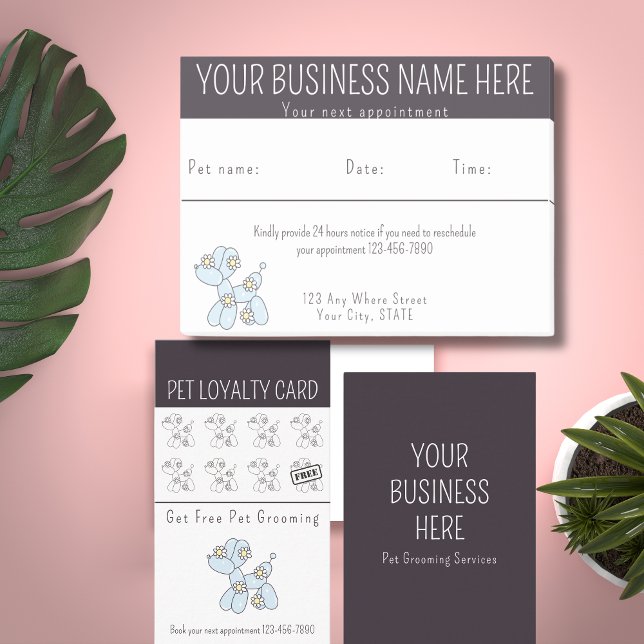 Erinnerung  Pet grooming Ballonhund Post-it Klebezettel (Modern appointment reminder with cute balloon dog in light pastel blue. Post it is a economic choice)