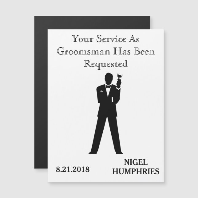 Erinnerung von Trauzeuge oder Trauzeuge Magneteinladung (Vorne/Hinten)