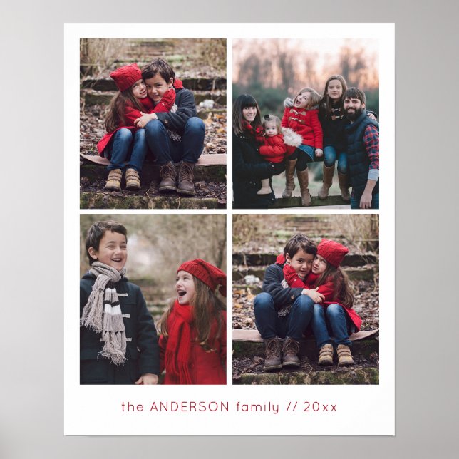 Erinnerungen 4 Foto Grid Poster (Vorne)