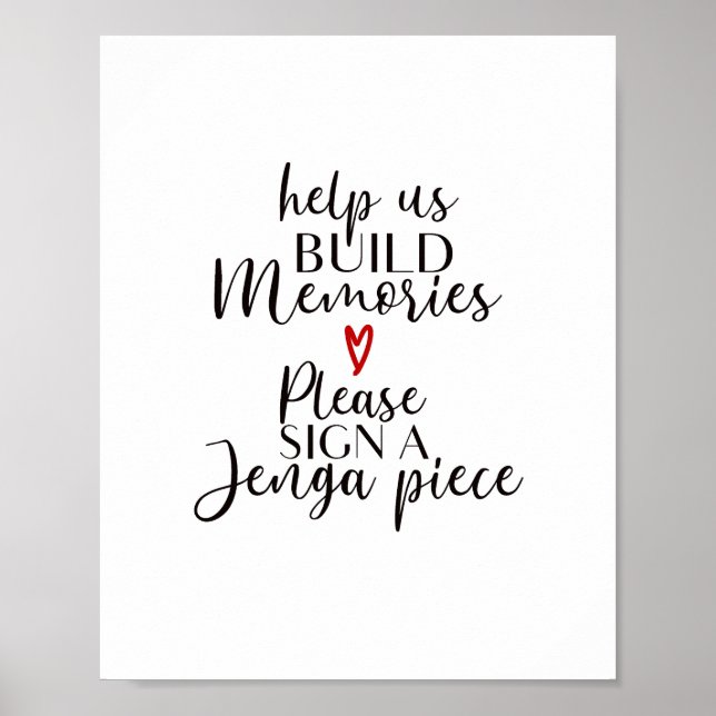 Erinnerungen bauen signieren ein Jenga-Stückzeiche Poster (Vorne)