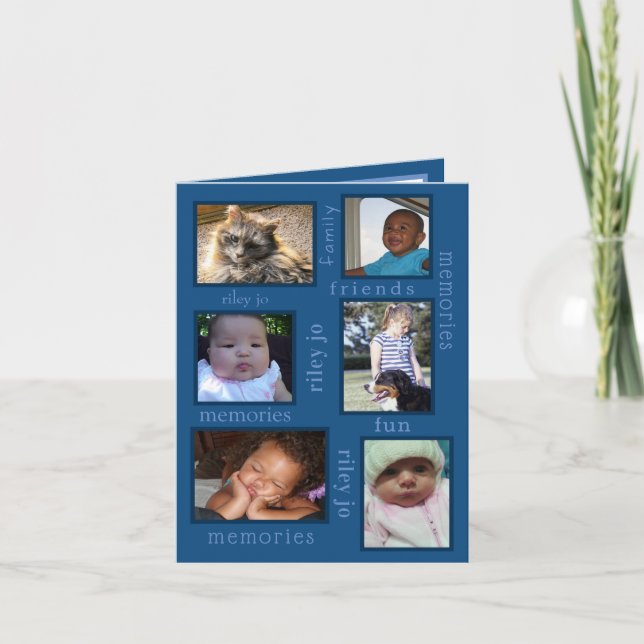 Erinnerungen Classic Blue 6 Foto Dankeskarte (Vorderseite)