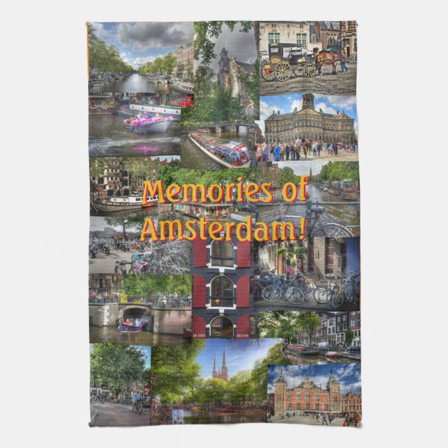 Erinnerungen der Amsterdam-Foto-Collage Handtuch (Vertikal)