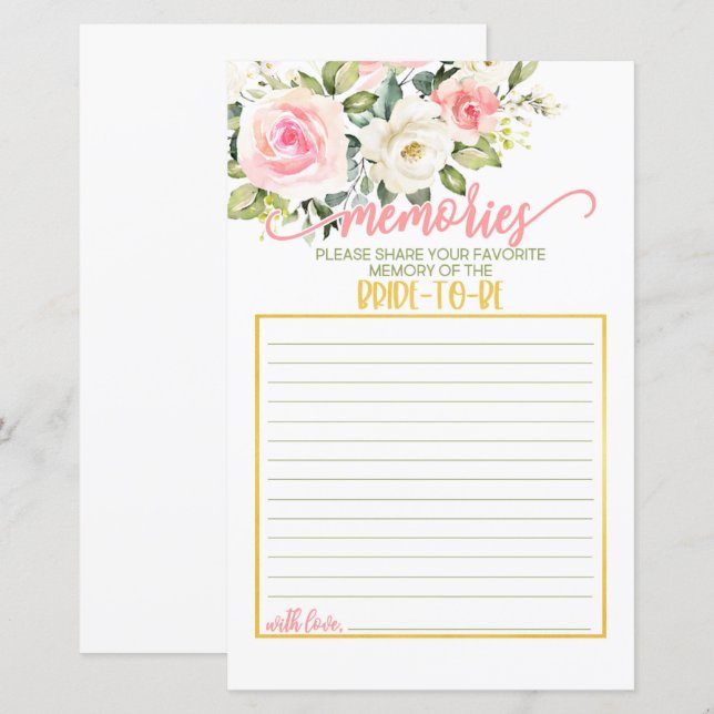 Erinnerungen der Braut - Rosa Blüten und Gold (Vorne/Hinten)