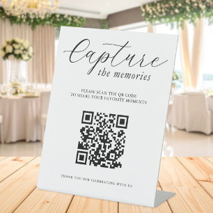 Erinnerungen Festhalten Hochzeitsfoto-QR-Code Sockelschild