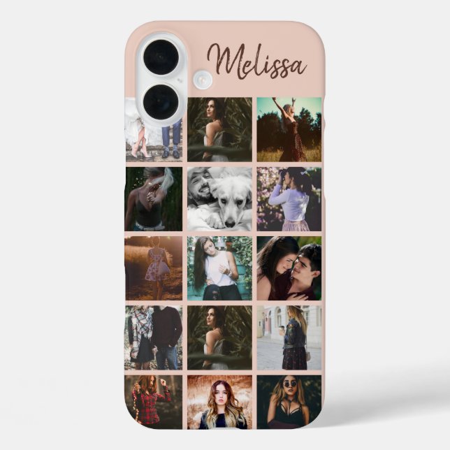 Erinnerungen für benutzerdefinierte FotoCollage un iPhone 16 Plus Hülle (Rückseite)