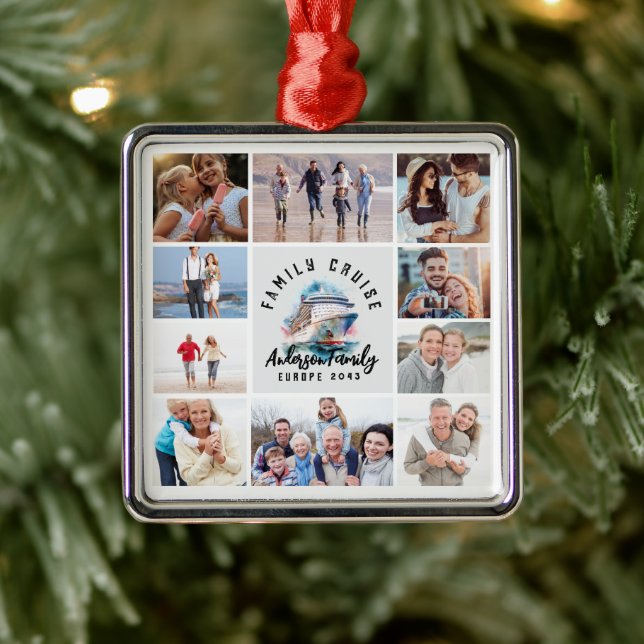 Erinnerungen für Familienfahrten Fotomaterial aufb Ornament Aus Metall (Baum)