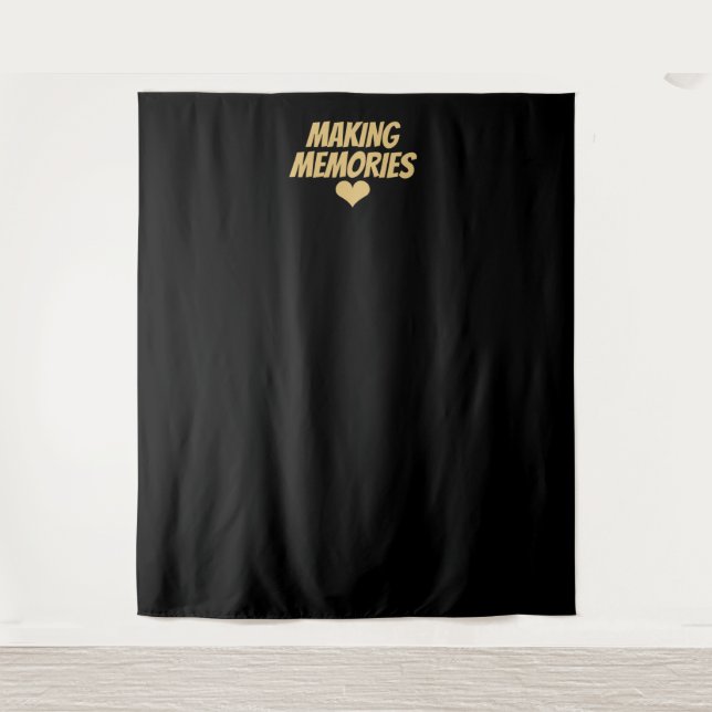 Erinnerungen Gold Black Wedding Foto Hintergrund Wandteppich (Vorderseite)
