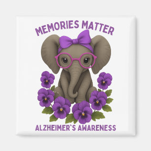 Erinnerungen Heimer's Awareness Lila Elephant Blum Magnet